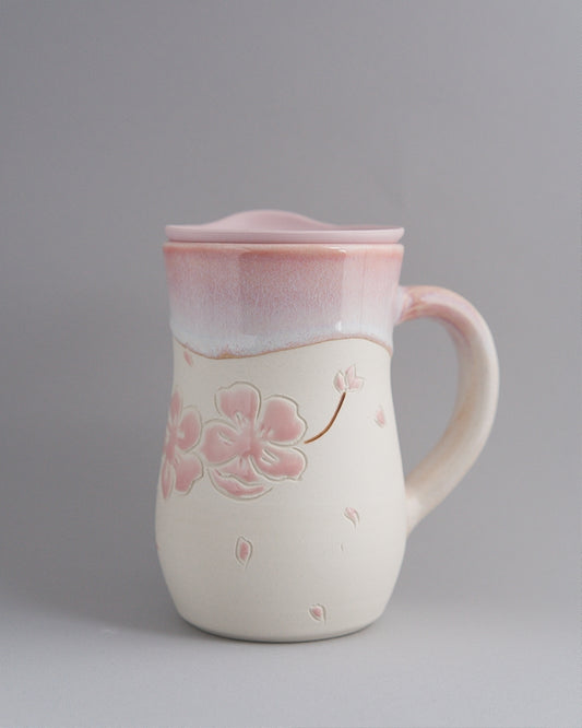 Ethereal Garden - Pink cherry blossom mug -pink rim