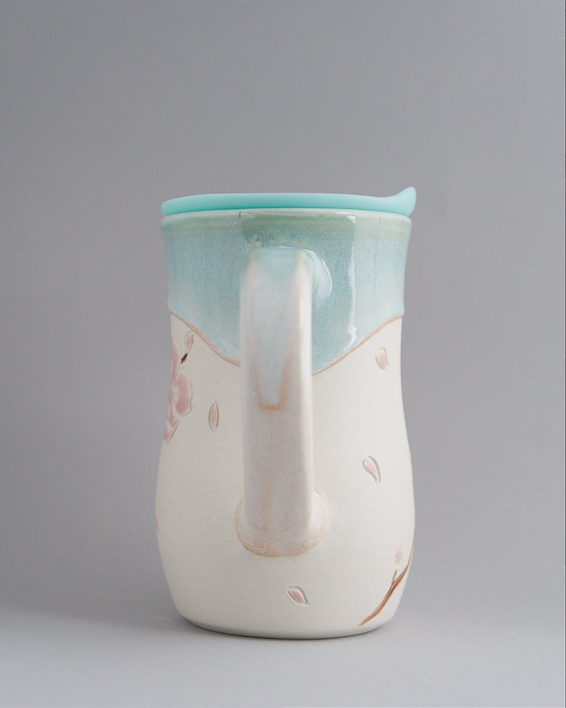 Ethereal Garden - Pink Cherry Blossoms - teal rim