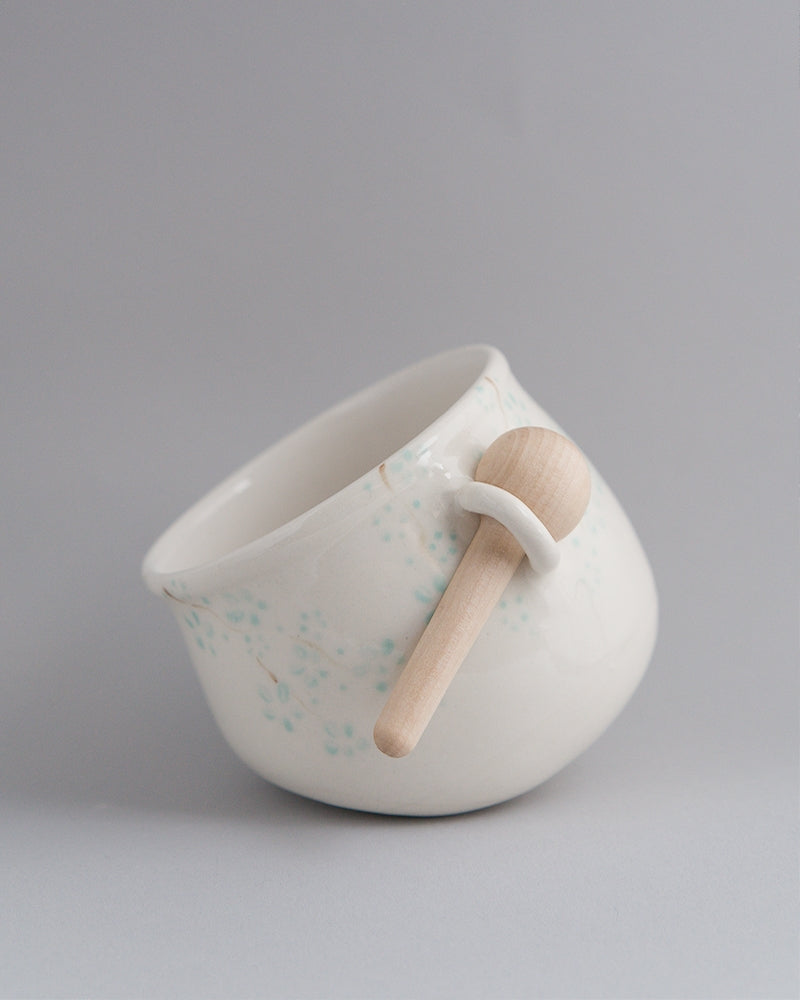 Kitchen ware - Salt Cellar with small Blue/Teal flowers