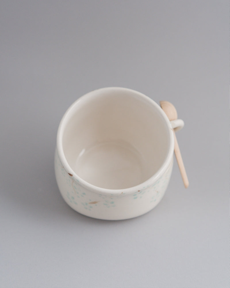 Kitchen ware - Salt Cellar with small Blue/Teal flowers